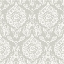 Helm Damask Taupe Floral Medallion Floral Damask Wallpaper
