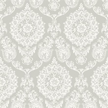 Helm Damask Taupe Floral Medallion Floral Damask Wallpaper