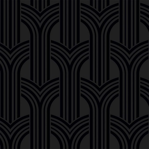 Hendrix New Charcoal Modern Art Deco Wallpaper
