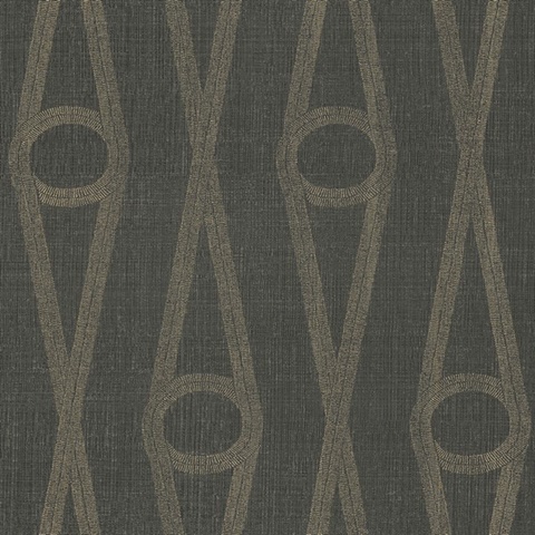 Henlein Charcoal Ogee Linen Textured Wallpaper
