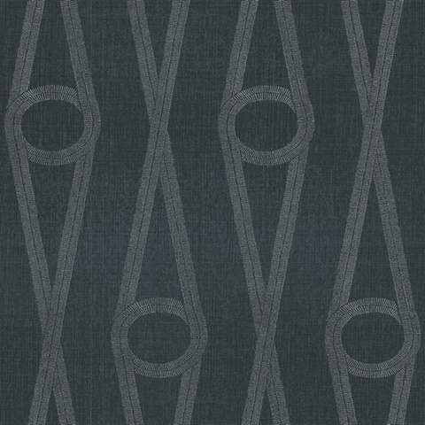 Henlein Indigo Ogee Linen Textured Wallpaper