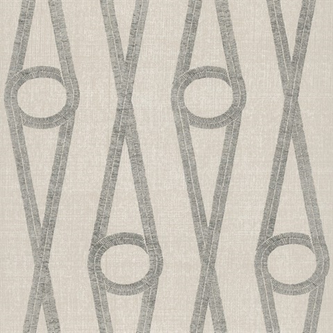 Henlein Putty Ogee Linen Textured Wallpaper