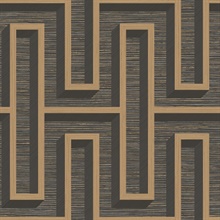 Henley Black Foiled Geometric Art Deco Grasscloth Wallpaper