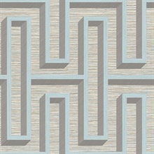 Henley Light Blue Foiled Geometric Art Deco Grasscloth Wallpaper