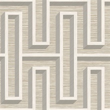 Henley Taupe Foiled Geometric Art Deco Grasscloth Wallpaper