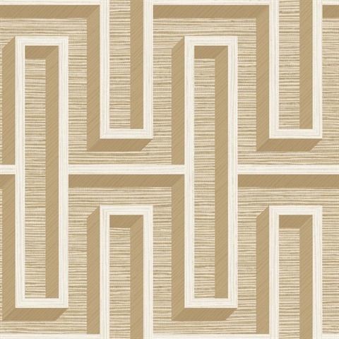 Henley Wheat Foiled Geometric Art Deco Grasscloth Wallpaper