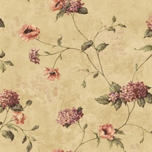 Henrietta Brown Hydrangea Floral Trail Wallpaper