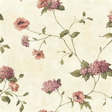 Henrietta Grey Hydrangea Floral Trail Wallpaper