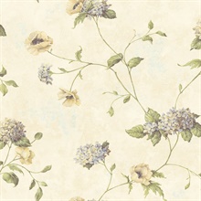 Henrietta Rose Hydrangea Floral Trail Wallpaper