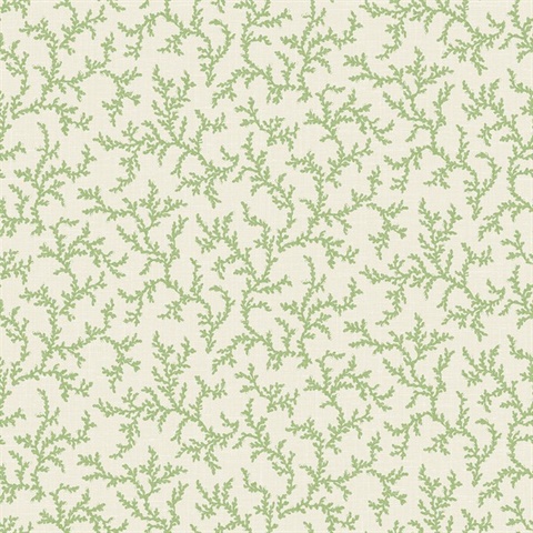 Herb Leaf Coral Toile Corail Wallpaper