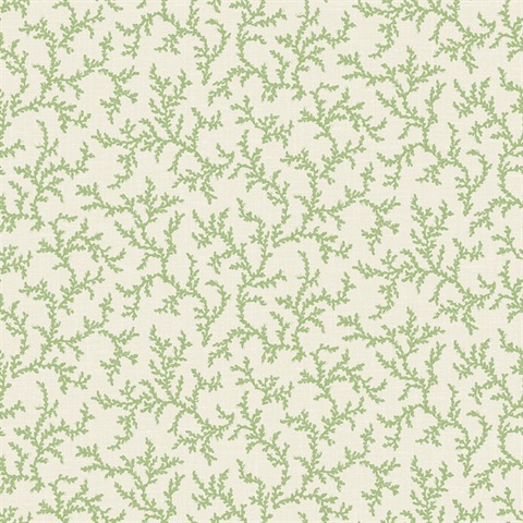 Herb Leaf Coral Toile Corail Wallpaper