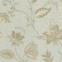 Heritage Green Jacobean Flower Wallpaper
