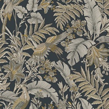 Heronwood Black Floral & Birds Wallpaper
