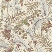 Heronwood Mulberry Floral & Birds Wallpaper