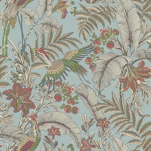 Heronwood Sky Blue Floral &amp; Birds Wallpaper