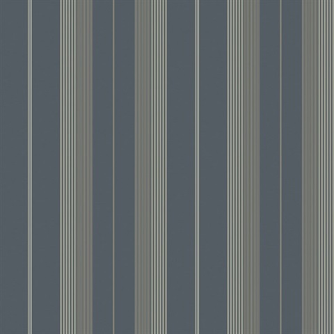 Herrgård Navy Stripe Wallpaper