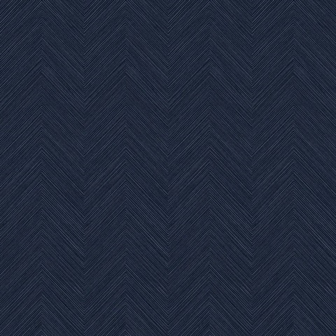 Herringbone Dark Blue Natural Grasscloth Wallpaper