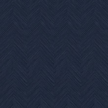 Herringbone Dark Blue Natural Grasscloth Wallpaper