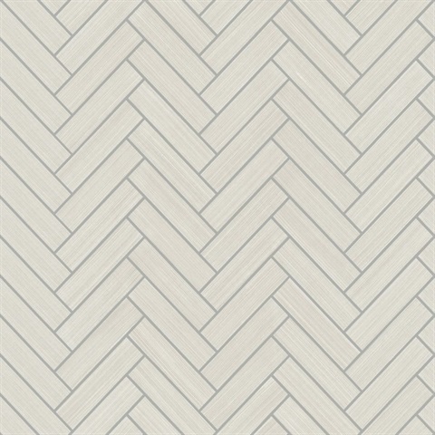 Herringbone Inlay Lunar Grey & Metallic Silver Peel and Stick Wallpape