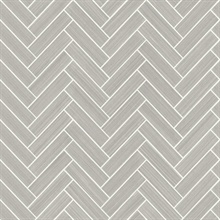 Herringbone Inlay Warm Stone & Metallic Pearl Peel and Stick Wallpaper
