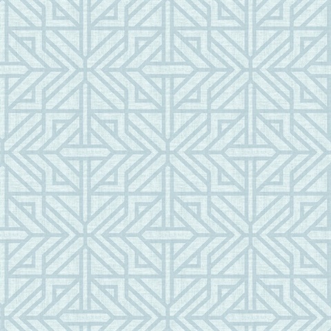 Hesper Sky Blue Geometric Art Deco Trellis Wallpaper
