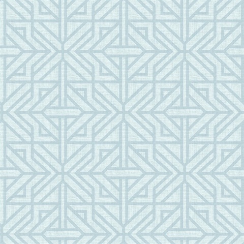 Hesper Sky Blue Geometric Art Deco Trellis Wallpaper