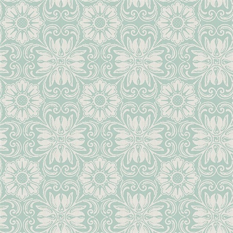 Hessle Aqua Floral Wallpaper
