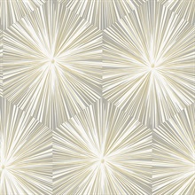 Hex Starburst Geometric Grey & Metallic Gold Peel and Stick Wallpaper