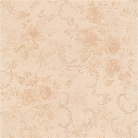 Highbury Peach Floral Scroll