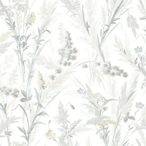 Hillaire Light Blue Meadow Wallpaper