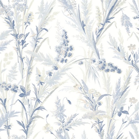 Hillaire Navy Blue Meadow Wallpaper