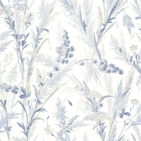 Hillaire Navy Blue Meadow Wallpaper