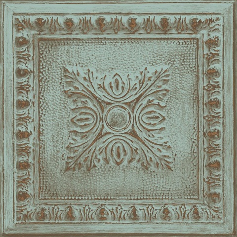 Hillman Turquoise Ornamental Tin Tile Wallpaper