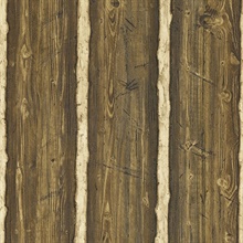 Hodgenville Brown Log Cabin Textured Wood Wallpaper