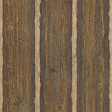 Hodgenville Brown Log Cabin Textured Wood Wallpaper
