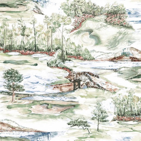 Hole In One Multicolor Scenic Wallpaper