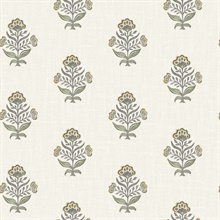 Hollyhock Honey Floral Crest Wallpaper