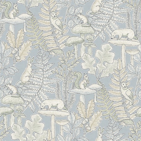 Holt Light Blue Woodland Wallpaper