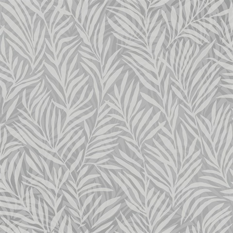 Holzer Grey Raised & Textured Glitter Fern  Wallpaper