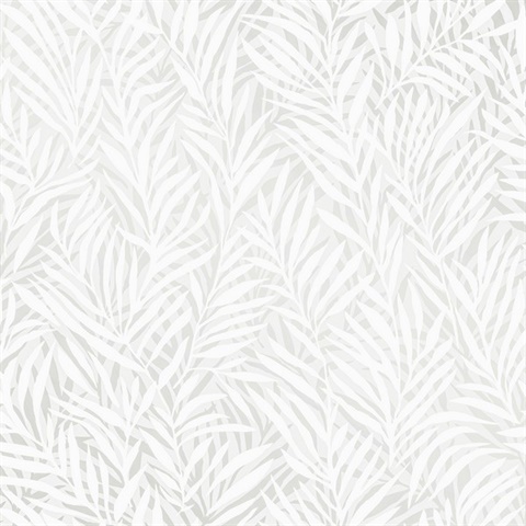 Holzer White Raised & Textured Glitter Fern  Wallpaper