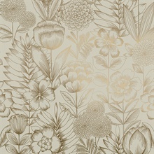 Homestead Floral Vintage Gold Peel and Stick Wallpaper