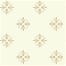 Beige &amp; Gold Honey Bee Diamond Medalion Wallpaper