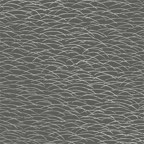 Hono Charcoal & Silver Abstract Wave Wallpaper