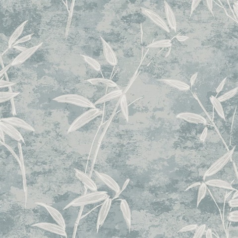 Honshu Bamboo Botanical Blue Smoke Wallpaper