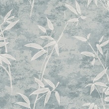 Honshu Bamboo Botanical Blue Smoke Wallpaper