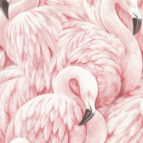 Horace Light Pink Flamingos Wallpaper