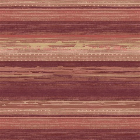 Horizon Horizontal Modern Stripe Maroon Wallpaper