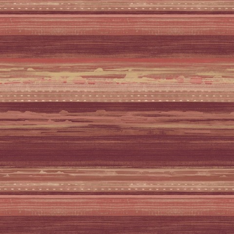 Horizon Horizontal Modern Stripe Maroon Wallpaper