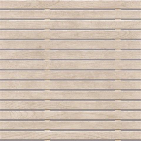 Horizontal Wood Slate Beige Wallpaper
