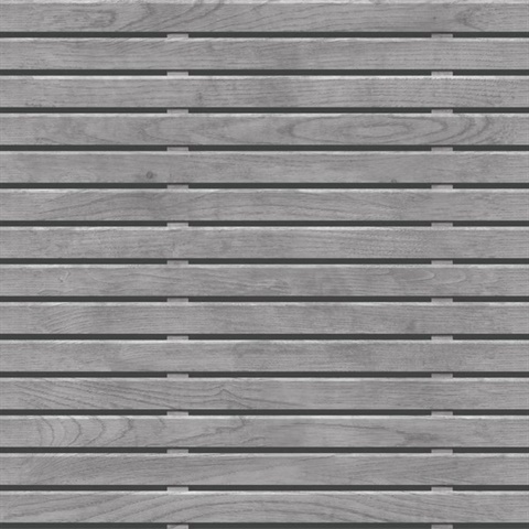 Horizontal Wood Slate Gris Wallpaper